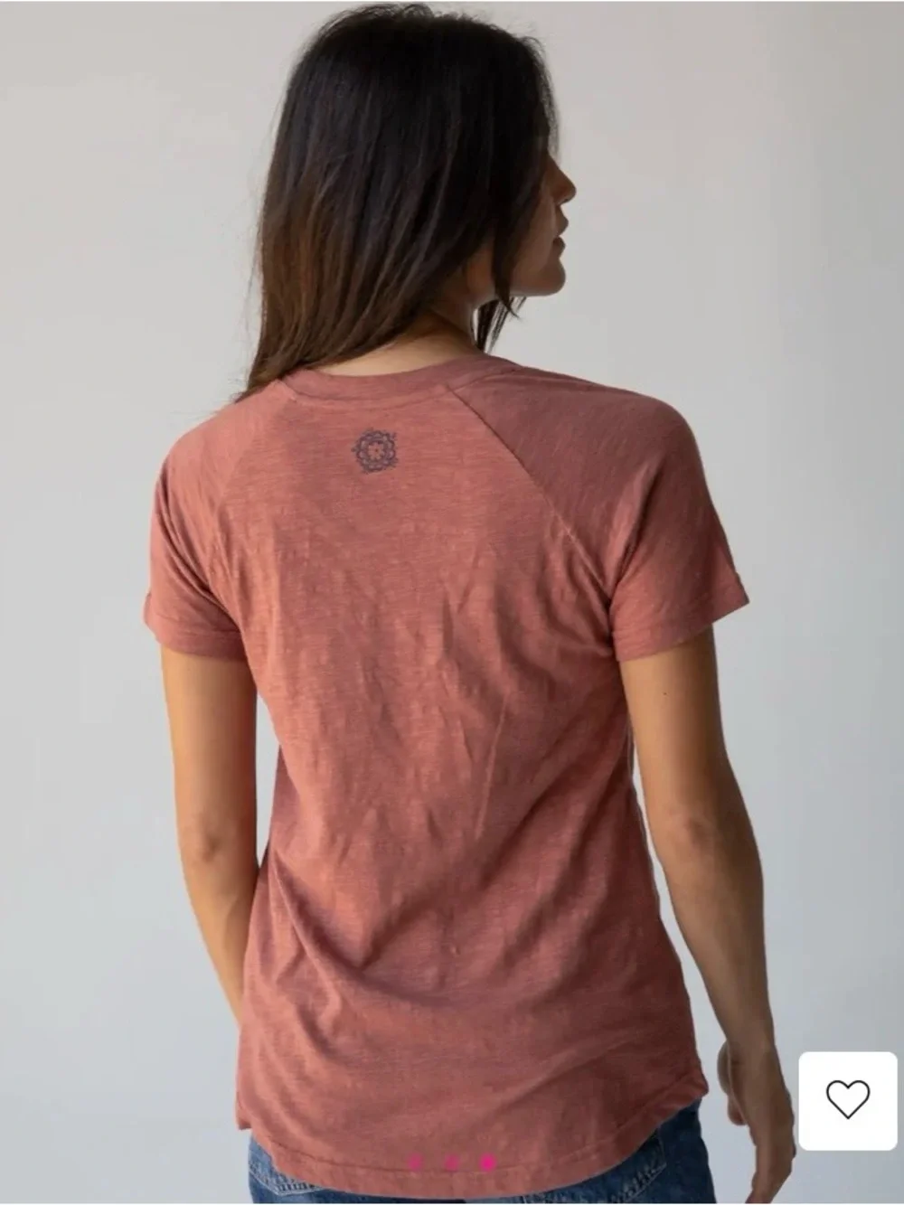 NATURAL LIFE Boho Cotton Tee Shirt - Rust, Folk Flower, Size Medium - Picture 3 of 6
